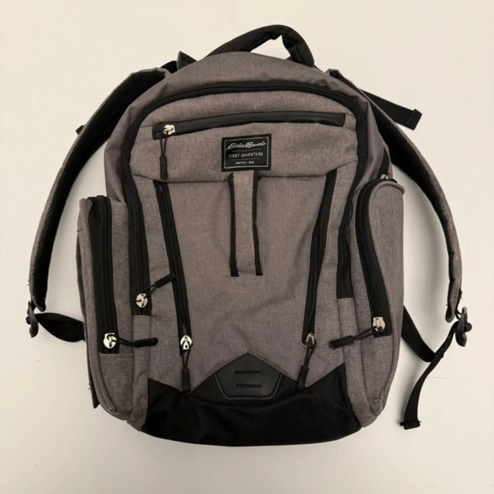 Eddie Bauer First Adventure Gray Polyester Diaper Backpack Unisex OS